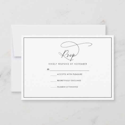 Carte RSVP moderne noir et blanc (Devant)