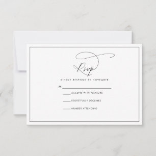 Carte RSVP moderne noir et blanc