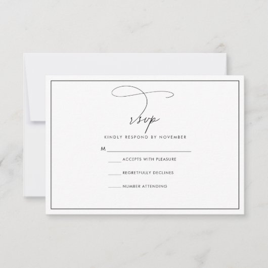 Carte RSVP moderne noir et blanc (Devant)
