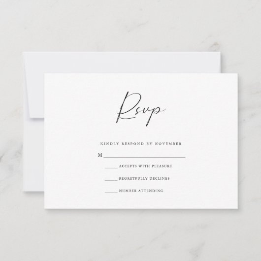 Carte RSVP moderne noir et blanc (Devant)