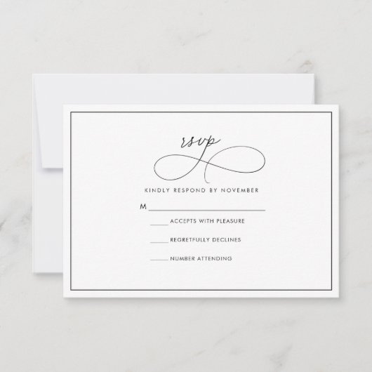 Carte RSVP moderne noir et blanc (Devant)