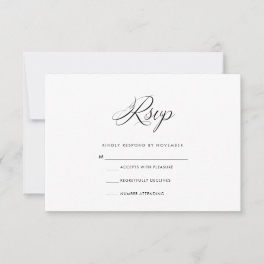 Carte RSVP moderne noir et blanc (Devant)