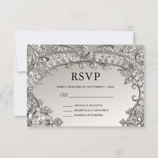 Carte RSVP moderne ornée d'argent (Devant)
