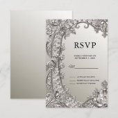 Carte RSVP moderne ornée d'argent (Devant / Derrière)