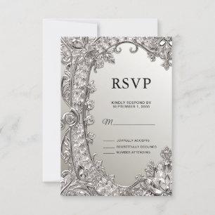 Carte RSVP moderne ornée d'argent