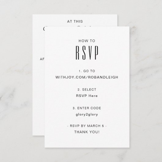 Carte RSVP moderne simple (Devant / Derrière)