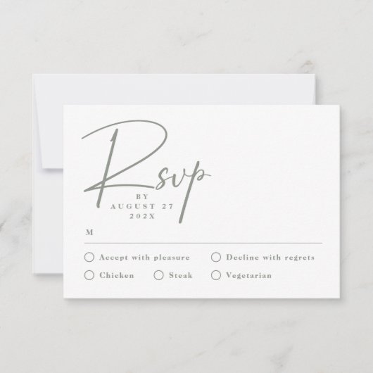 Carte RSVP moderne simple format vert (Devant)