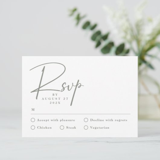 Carte RSVP moderne simple format vert (Debout devant)