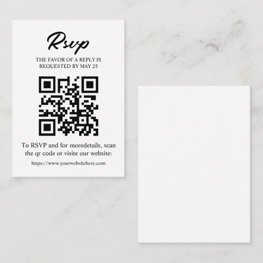 Carte RSVP modifiable avec code QR, insertion d'in (Devant / Derrière)