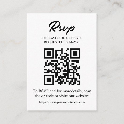 Carte RSVP modifiable avec code QR, insertion d'in (Devant)