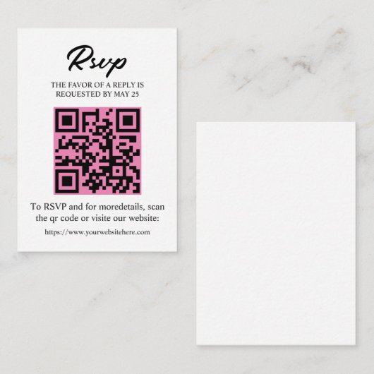 Carte RSVP modifiable avec code QR, insertion d'in (Devant / Derrière)
