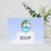 Carte RSVP Monogram Beach/Ocean Wedding (Debout devant)