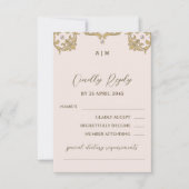 Carte RSVP Monogram Beige Victorian Vintage Weddin (Devant)