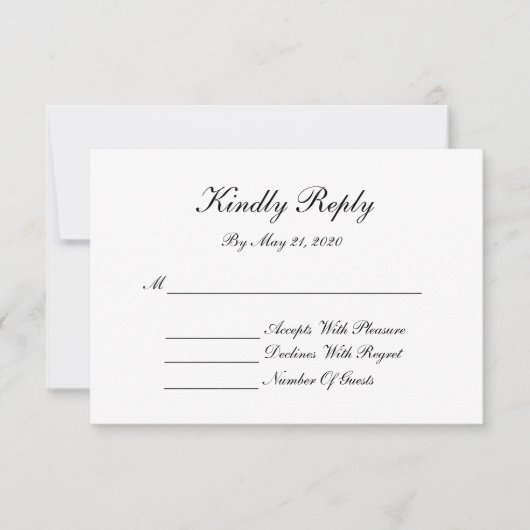 Carte RSVP Monogram - Noir & Blanc (Devant)