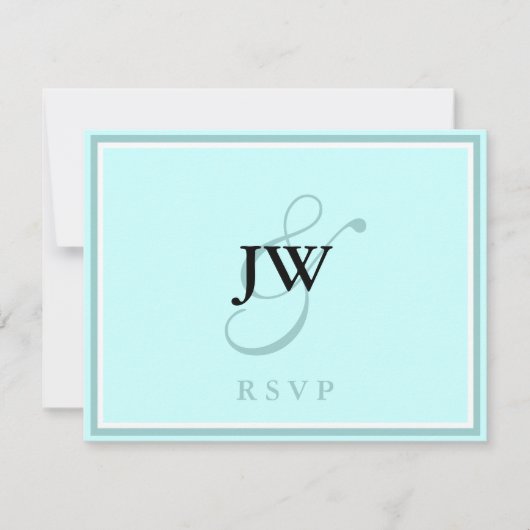 Carte RSVP Monogramme Bleu (Devant)