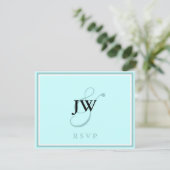 Carte RSVP Monogramme Bleu (Debout devant)