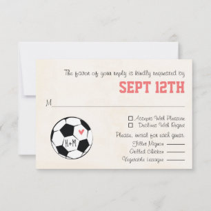 Carte RSVP Monogramme de mariage de soccer avec co