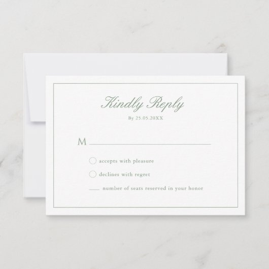 Carte RSVP Monogramme Monogramme mariage Sage Vert (Devant)