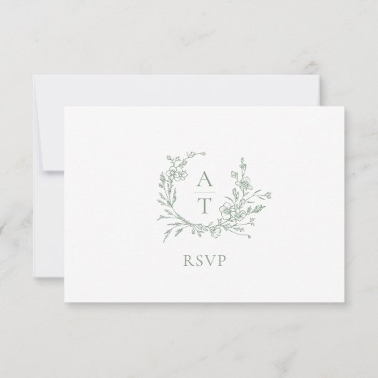 Carte RSVP Monogramme Monogramme mariage Sage Vert (Dos)