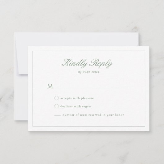 Carte RSVP Monogramme Monogramme mariage Sage Vert (Devant)