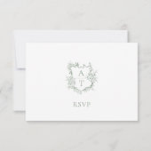 Carte RSVP Monogramme Monogramme mariage Sage Vert (Dos)