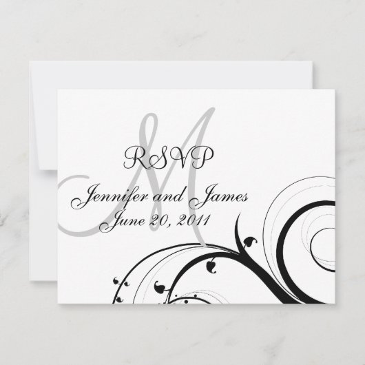 Carte RSVP Monogramme noir et blanc (Devant)