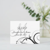 Carte RSVP Monogramme noir et blanc (Debout devant)