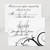 Carte RSVP Monogramme noir et blanc (Devant / Derrière)