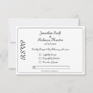 Carte RSVP Monogramme Noir Et Blanc Mariage