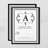 Carte RSVP Monogramme officielle en noir (Devant / Derrière)