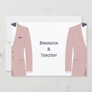 Carte RSVP Monogramme Rose et Blue Gay Wedding