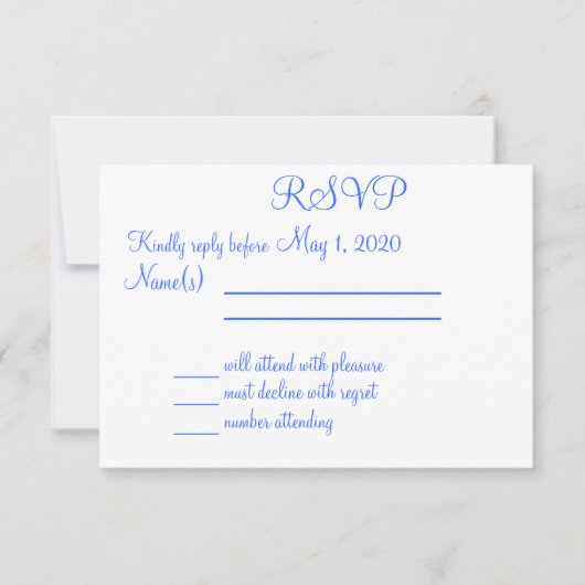 Carte RSVP Monogrammed Blue Beach Wedding (Devant)