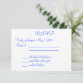Carte RSVP Monogrammed Blue Beach Wedding (Debout devant)