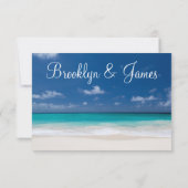 Carte RSVP Monogrammed Blue Beach Wedding (Dos)