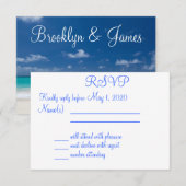 Carte RSVP Monogrammed Blue Beach Wedding (Devant / Derrière)