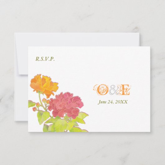 Carte RSVP Monogrammed Peony Wedding (Devant)