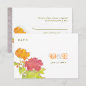 Carte RSVP Monogrammed Peony Wedding (Devant / Derrière)