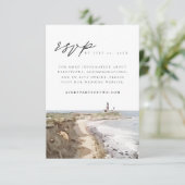 Carte RSVP MONTAUK New York Watercolor Lighthouse (Debout devant)