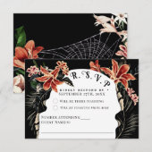 Carte RSVP Moody foncé Botanical Vintage Wedding (Devant / Derrière)