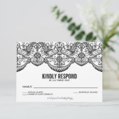 Carte RSVP Motif en dentelle marocaine noire et bl (Debout devant)
