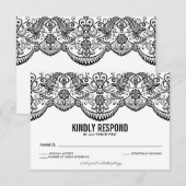 Carte RSVP Motif en dentelle marocaine noire et bl (Devant / Derrière)