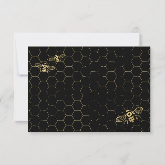 Carte RSVP Motif Honey Bee Black Gold (Dos)