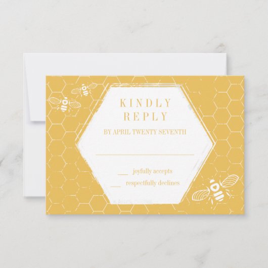 Carte RSVP Motif jaune doré (Devant)