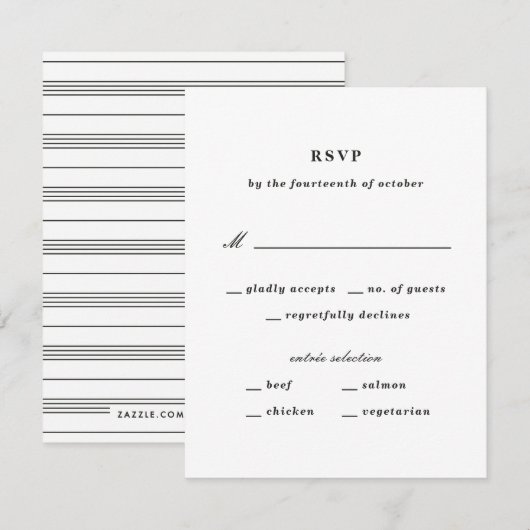 Carte RSVP Nautique de noeud illustrée - Noir (Devant / Derrière)