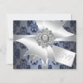 Carte RSVP Navy Blue Damask (Devant)