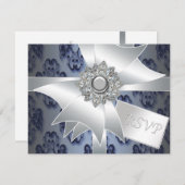 Carte RSVP Navy Blue Damask (Devant / Derrière)