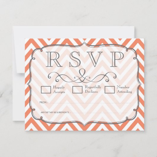 Carte RSVP Nectarine Orange Chevron Wedding (Devant)