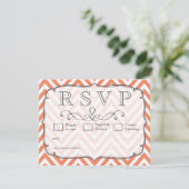Carte RSVP Nectarine Orange Chevron Wedding (Debout devant)