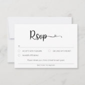 Carte RSVP Neutre Simple Avec Choix De Repas (Devant)