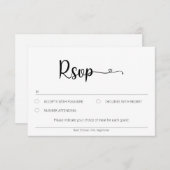 Carte RSVP Neutre Simple Avec Choix De Repas (Devant / Derrière)